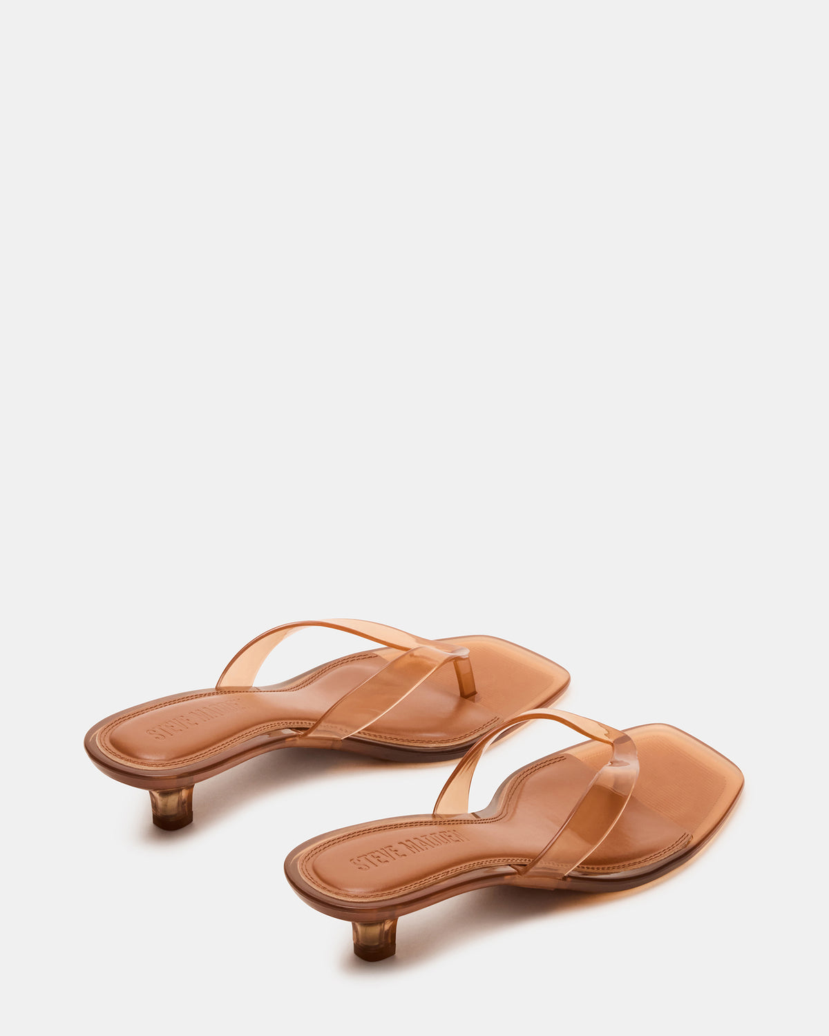 Steve Madden TRACIE Jelly Tan Thong Strap Women's Kitten Heel