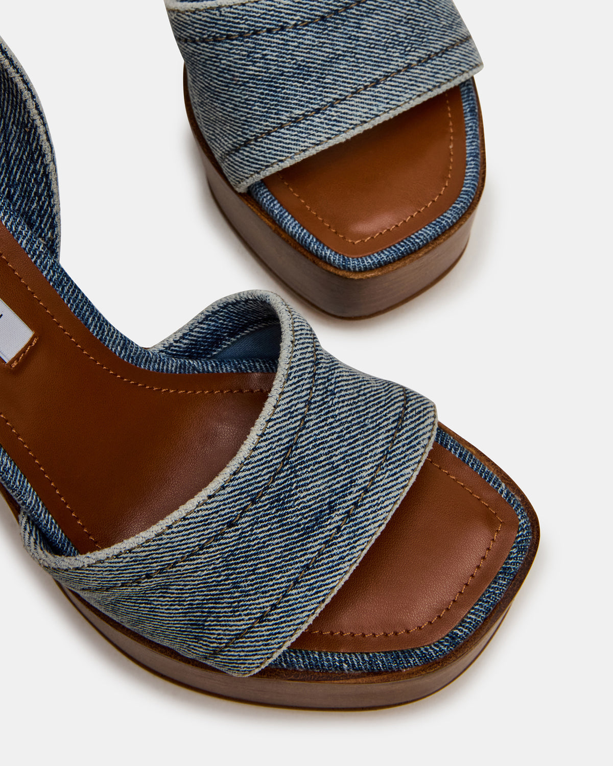 Steve Madden FLORIA Denim Square-Toe Block Heel Platform Women's Heel
