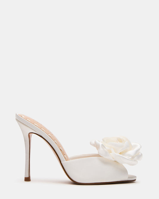 Steve Madden PRIYA Flower Ivory Satin Mule Women's Heel