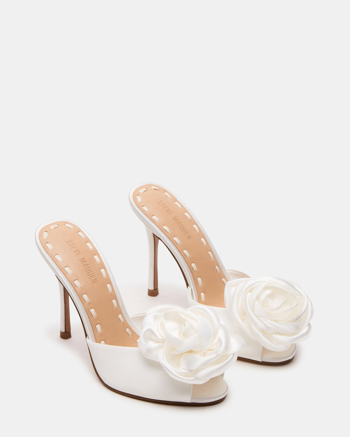Steve Madden PRIYA Flower Ivory Satin Mule Women's Heel