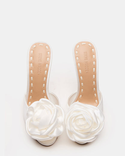 Steve Madden PRIYA Flower Ivory Satin Mule Women's Heel