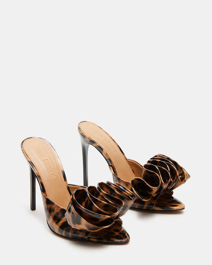Steve Madden AFFINITY Leopard Patent Women's Multi Pointed-Toe Stiletto Mule Heel