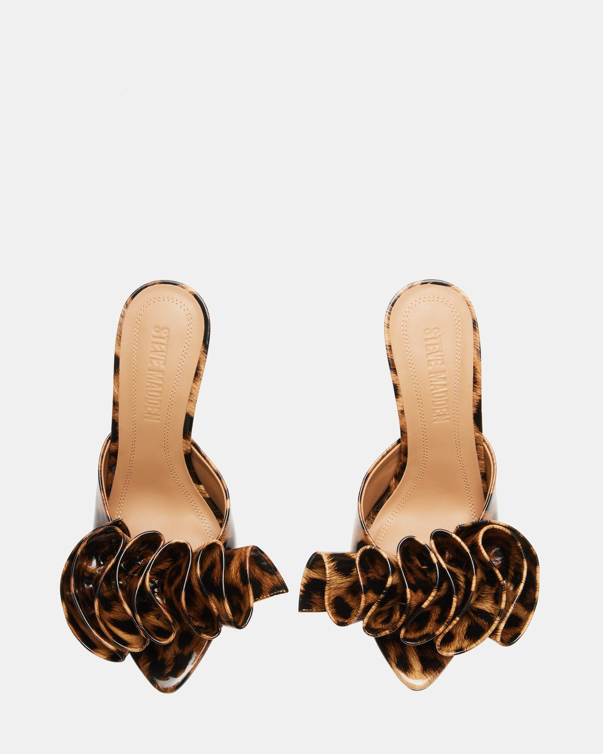 Steve Madden AFFINITY Leopard Patent Women's Multi Pointed-Toe Stiletto Mule Heel