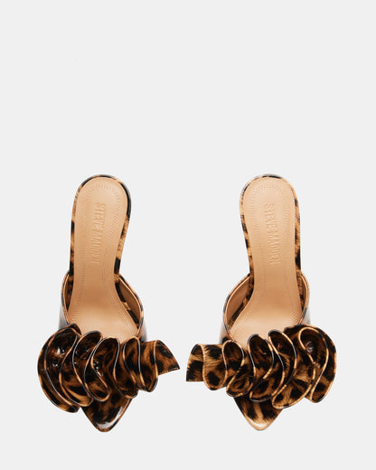 Steve Madden AFFINITY Leopard Patent Women's Multi Pointed-Toe Stiletto Mule Heel