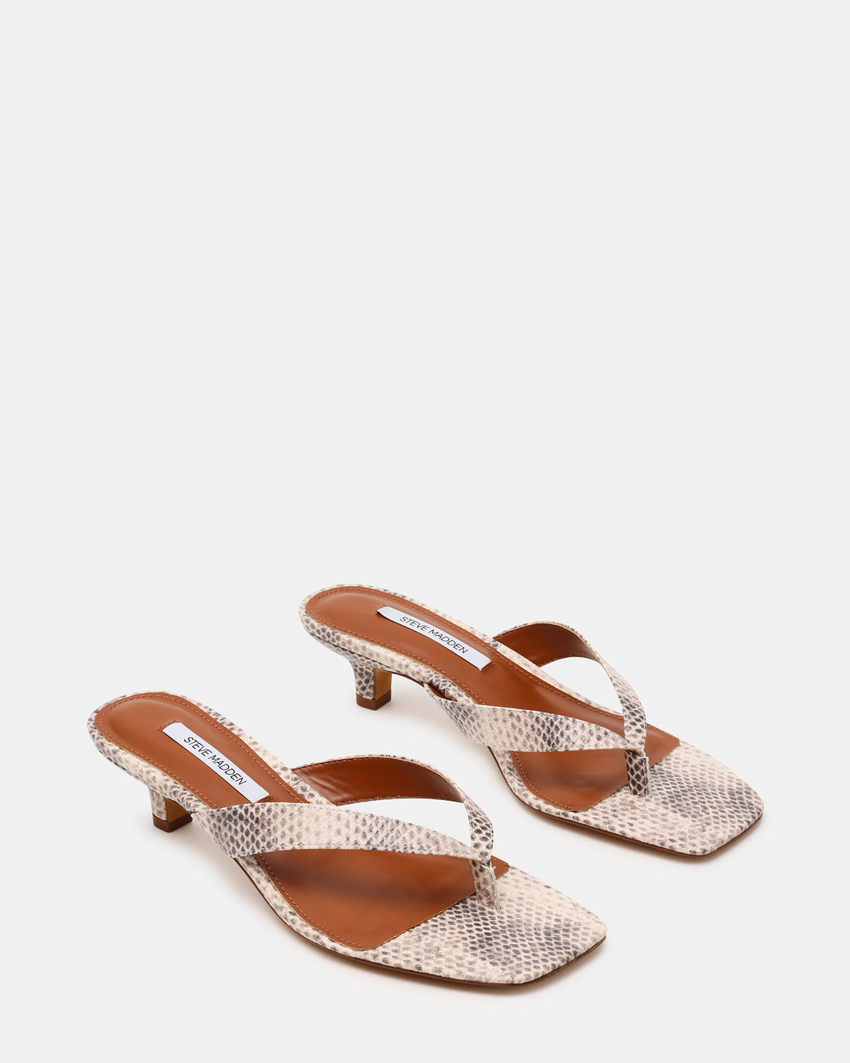 Steve Madden TRACIE Natural Snake Thong Strap Women's Kitten Heel