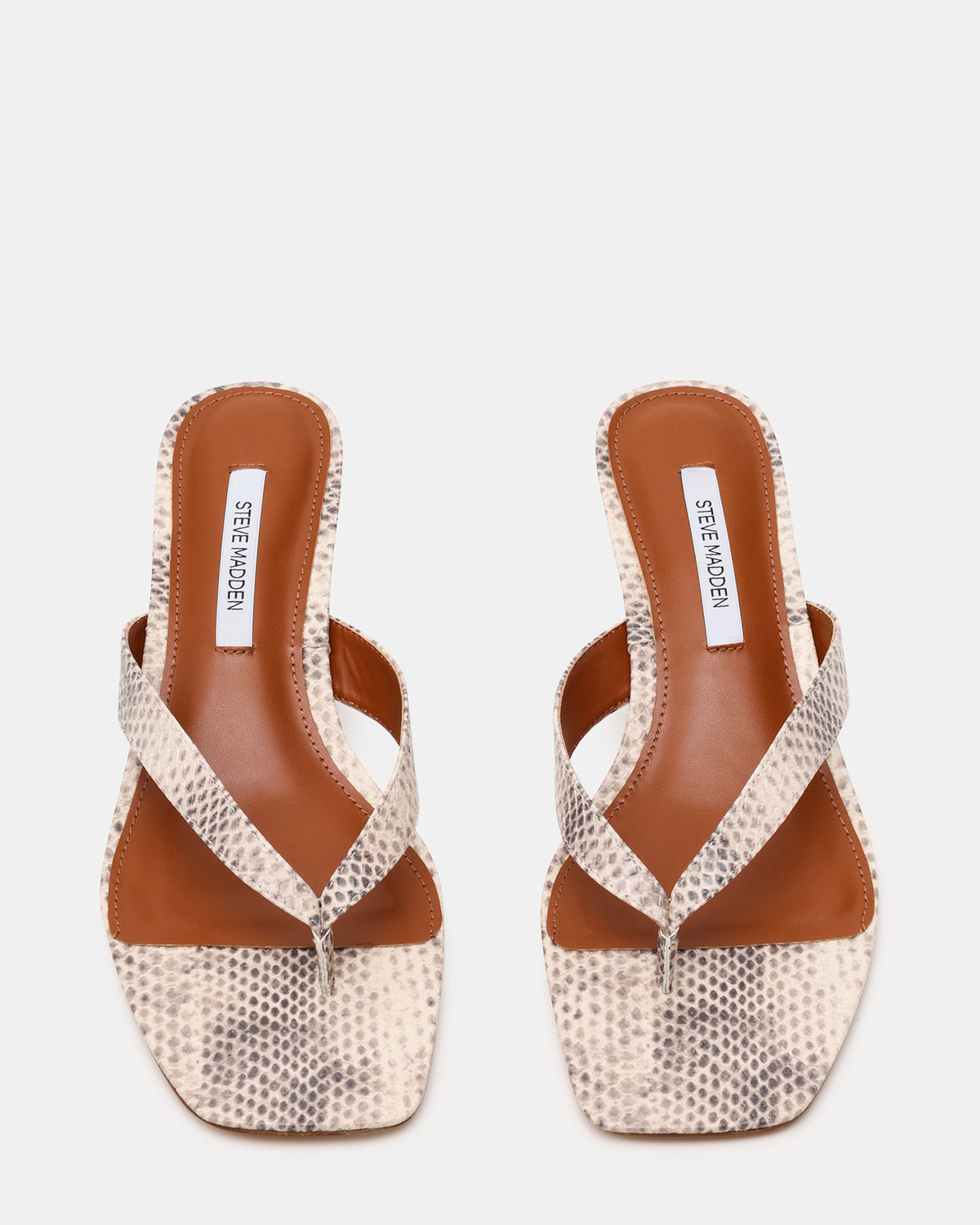 Steve Madden TRACIE Natural Snake Thong Strap Women's Kitten Heel