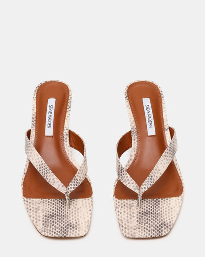 Steve Madden TRACIE Natural Snake Thong Strap Women's Kitten Heel