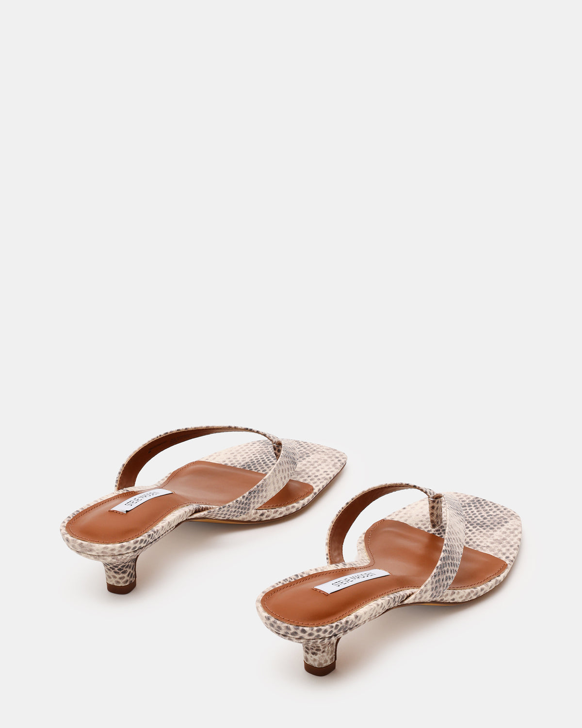 Steve Madden TRACIE Natural Snake Thong Strap Women's Kitten Heel