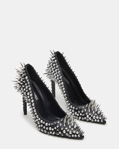 Steve Madden NOIR Black Stud Pointed-Toe Stiletto Pump Women's Heels