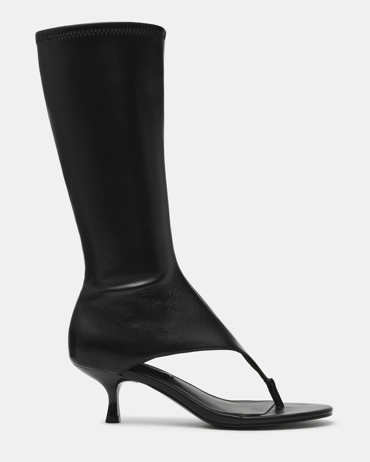 Steve Madden RELENTLESS Black Thong Open-Toe Boot Shaft Women's Heel