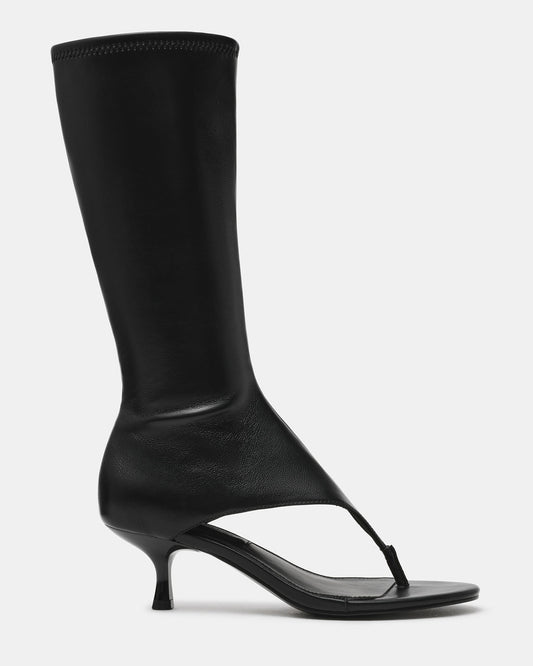 Steve Madden RELENTLESS Black Thong Open-Toe Boot Shaft Women's Heel