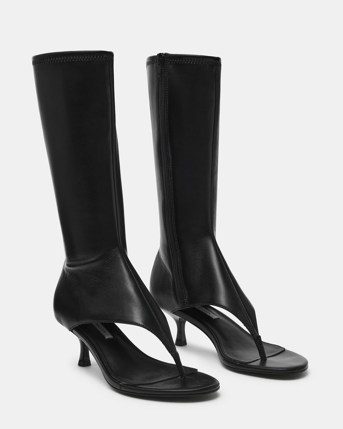 Steve Madden RELENTLESS Black Thong Open-Toe Boot Shaft Women's Heel