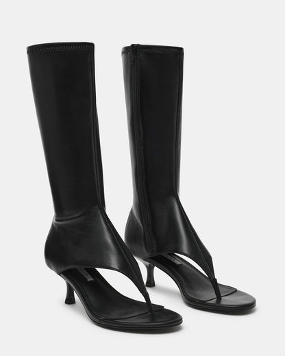 Steve Madden RELENTLESS Black Thong Open-Toe Boot Shaft Women's Heel