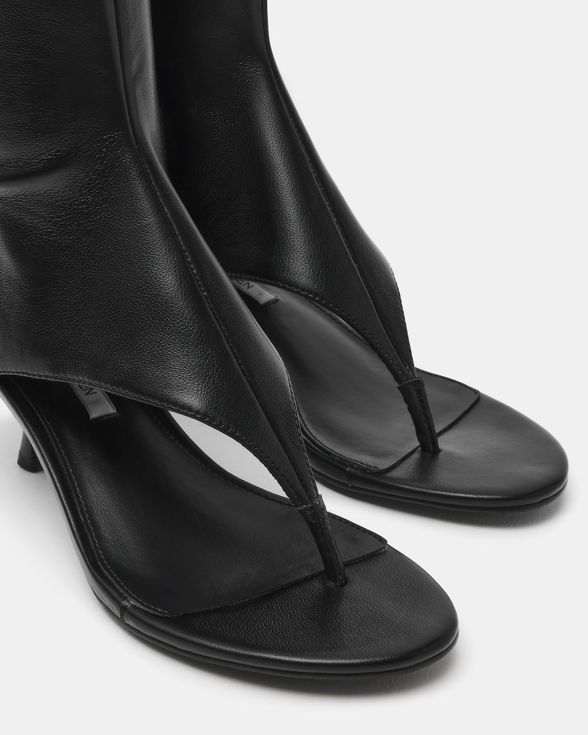 Steve Madden RELENTLESS Black Thong Open-Toe Boot Shaft Women's Heel