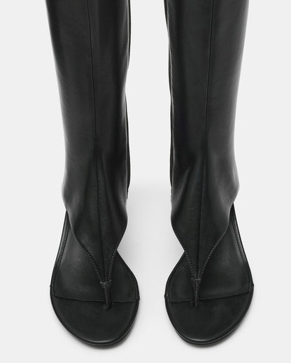 Steve Madden RELENTLESS Black Thong Open-Toe Boot Shaft Women's Heel