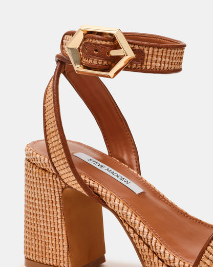 Steve Madden ELIDA Raffia Ankle Strap Platform Women's Block Heel