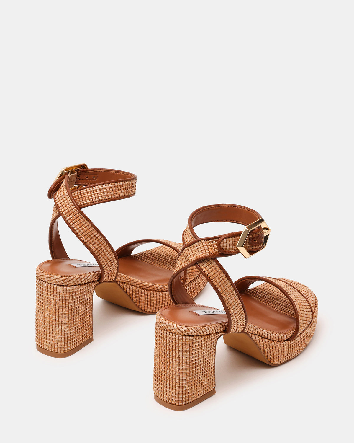 Steve Madden ELIDA Raffia Ankle Strap Platform Women's Block Heel