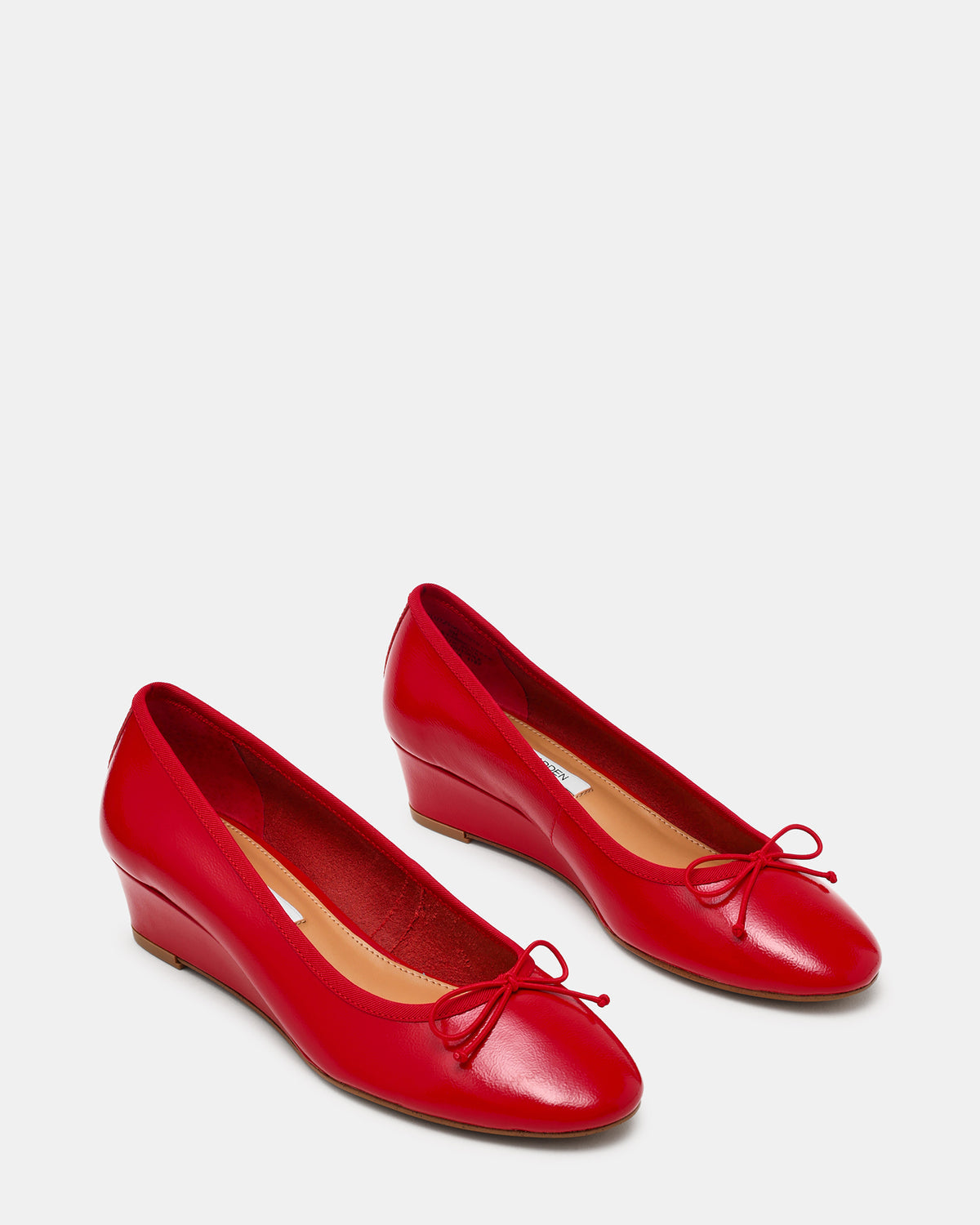 Steve Madden KLUTZY Red Patent Ballet Wedge Bow Round-Toe Women's Heel