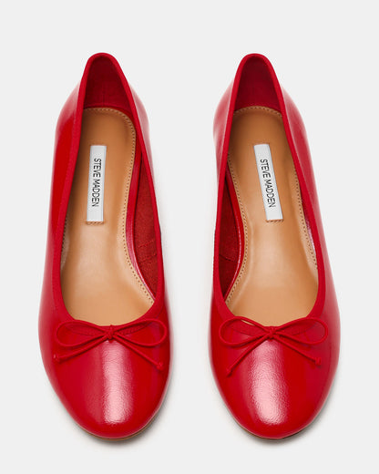 Steve Madden KLUTZY Red Patent Ballet Wedge Bow Round-Toe Women's Heel