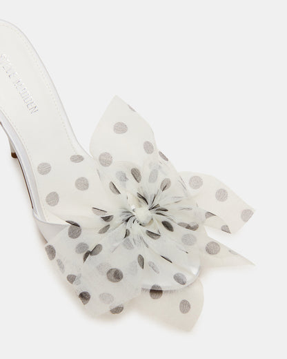 Steve Madden DAVINA Tulle White/Black Polka Dot Rounded Open-Toe Mule Stiletto Women's Heel