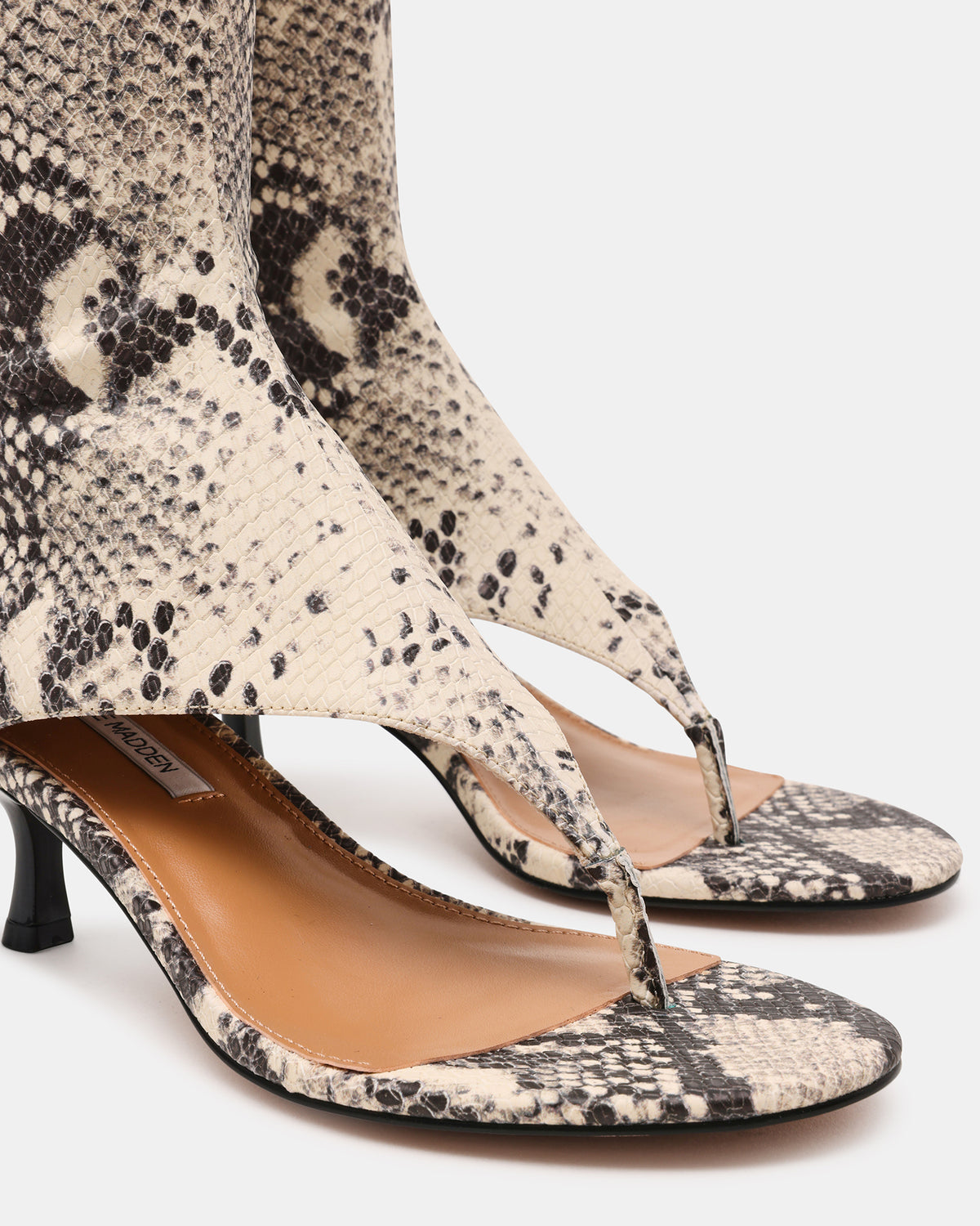 Steve Madden RELENTLESS Snake Thong Open-Toe Boot Shaft Women's Heel