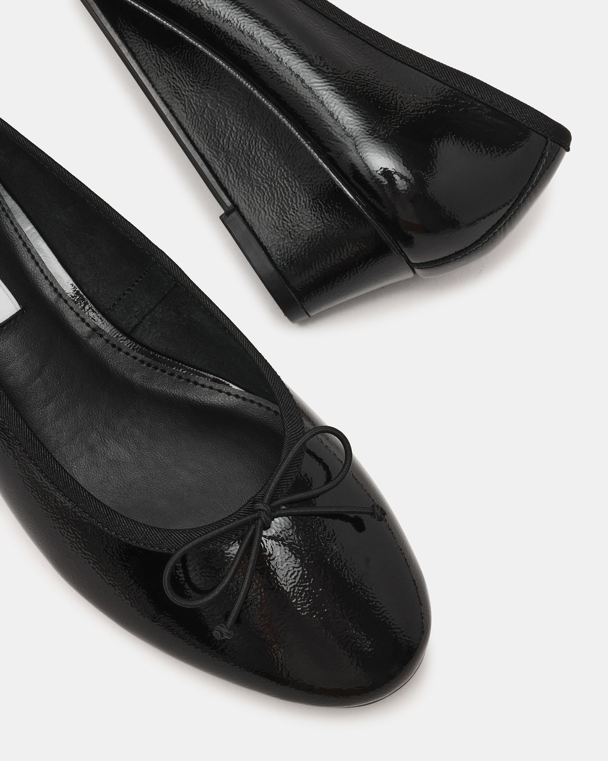 Steve Madden KLUTZY Black Patent Ballet Wedge Bow Round-Toe Women's Heel