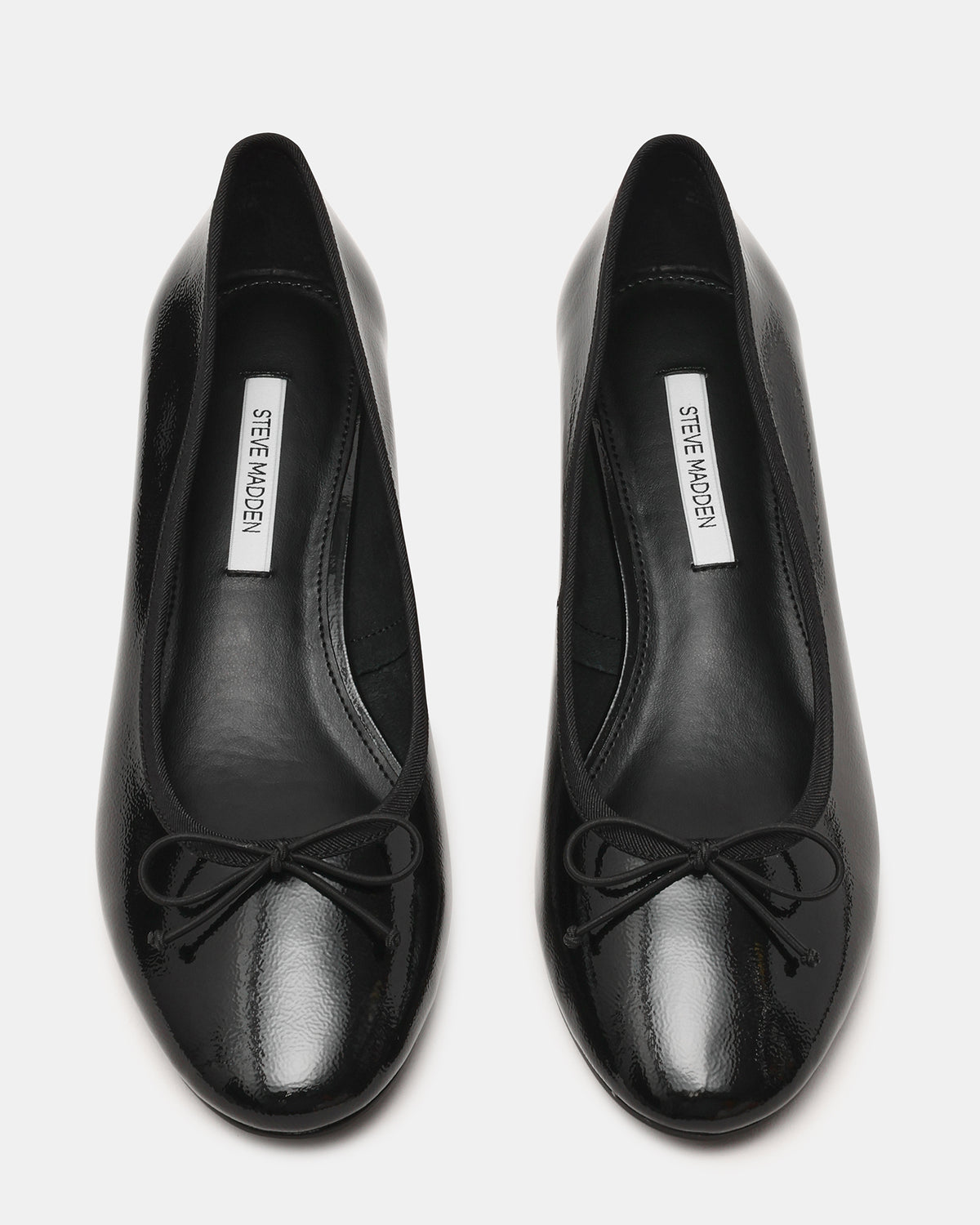 Steve Madden KLUTZY Black Patent Ballet Wedge Bow Round-Toe Women's Heel