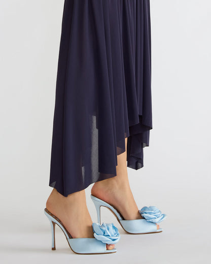 Steve Madden PRIYA Flower Blue Satin Mule Women's Heel