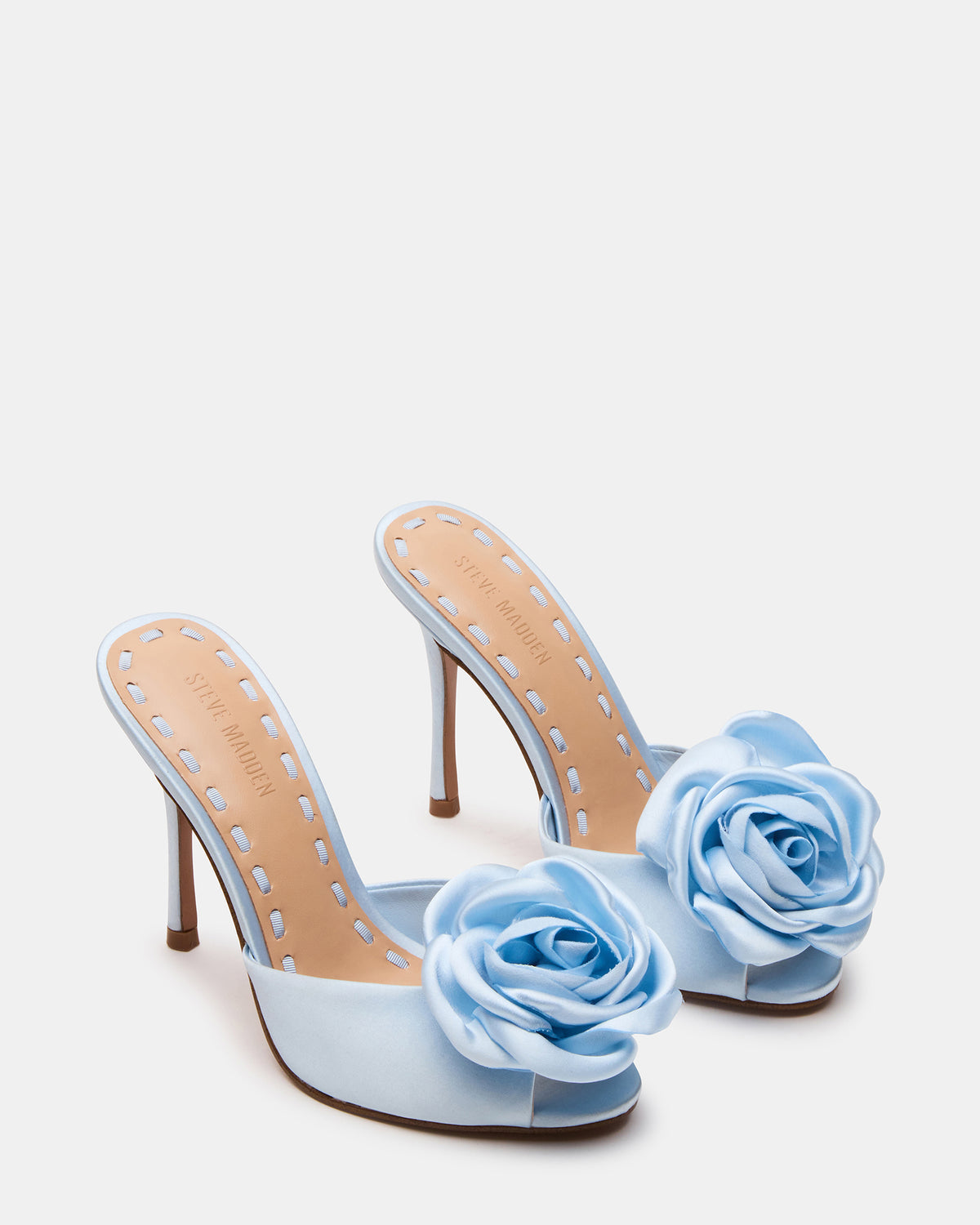 Steve Madden PRIYA Flower Blue Satin Mule Women's Heel