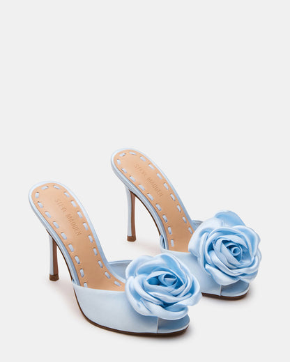 Steve Madden PRIYA Flower Blue Satin Mule Women's Heel
