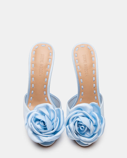 Steve Madden PRIYA Flower Blue Satin Mule Women's Heel