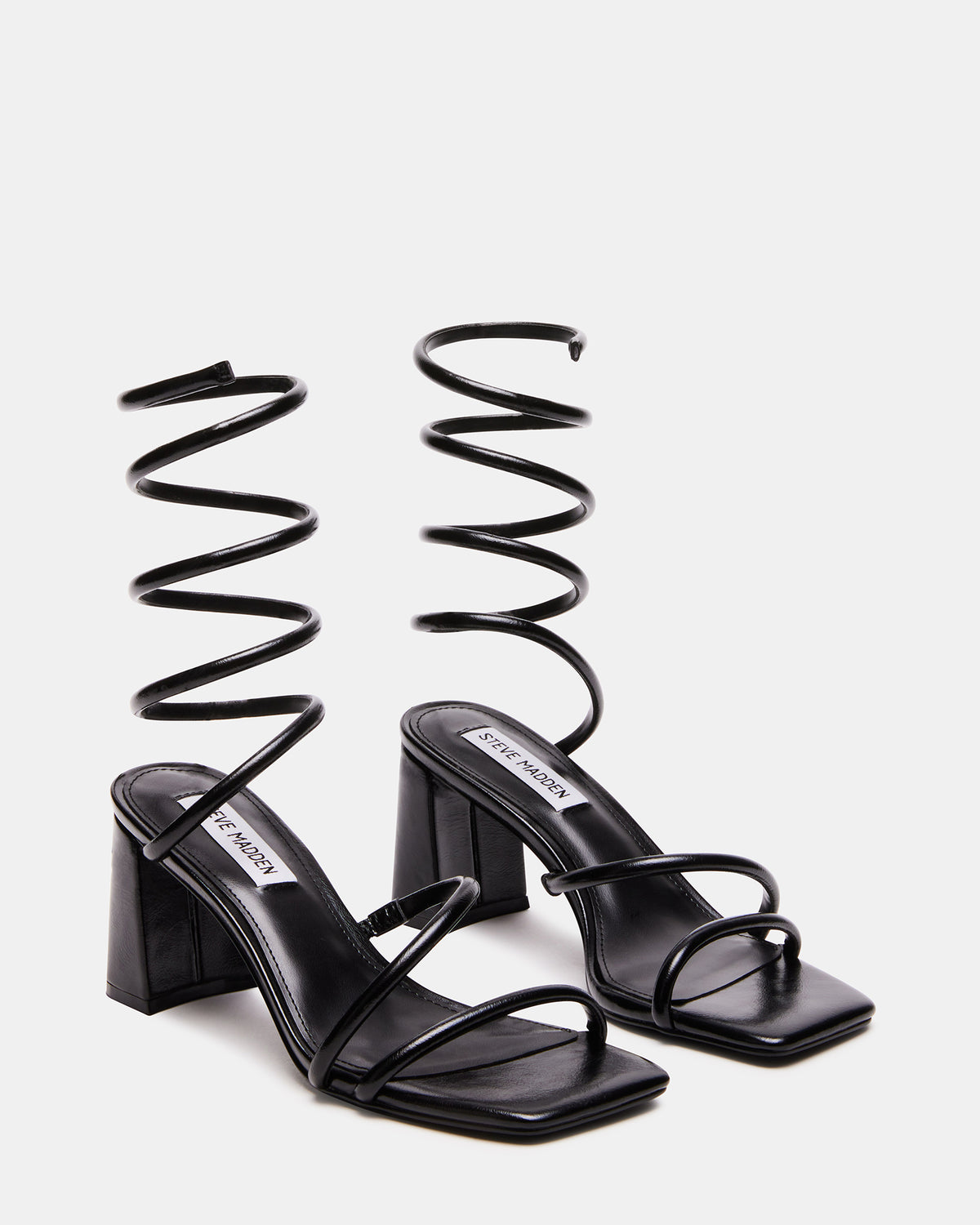 Steve Madden LOPEZ Black Women's Square Toe Strappy Heel
