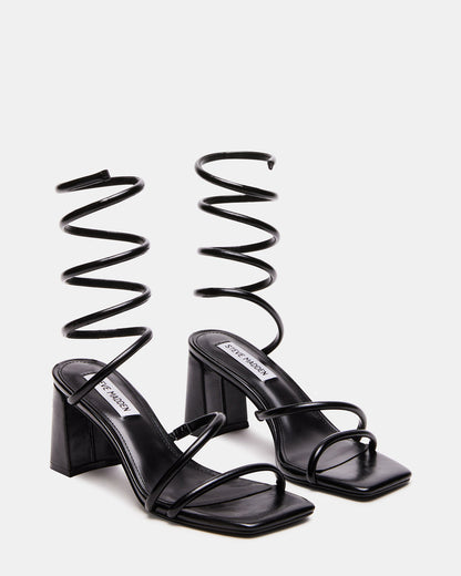 Steve Madden LOPEZ Black Women's Square Toe Strappy Heel