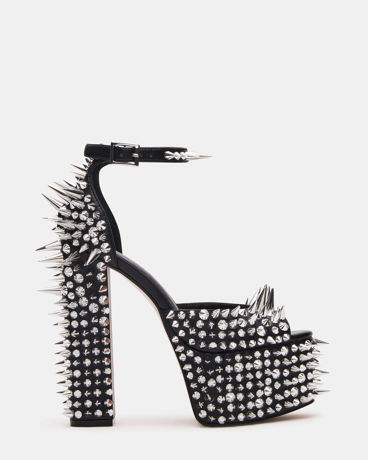 Steve Madden PUNK Black Platform Moto Block Heel Women's Heel
