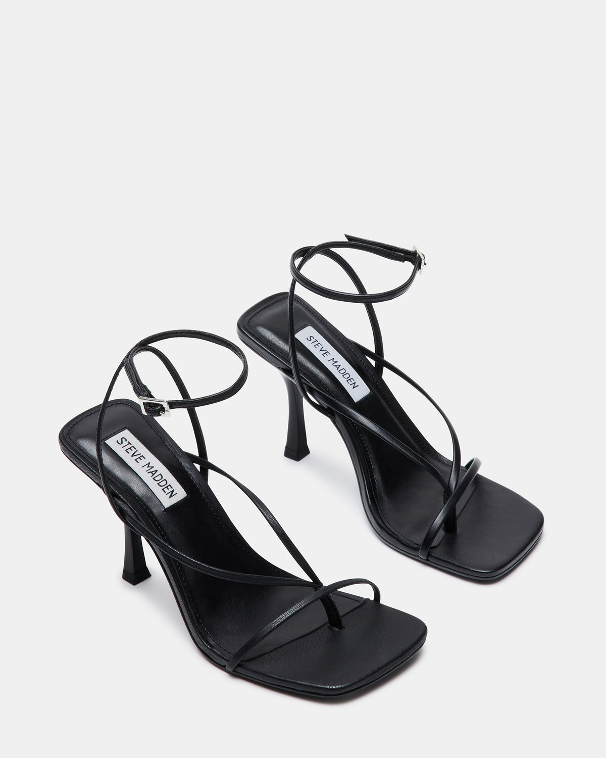 Steve Madden ANNIE Black Women's Strappy Square Toe Heel