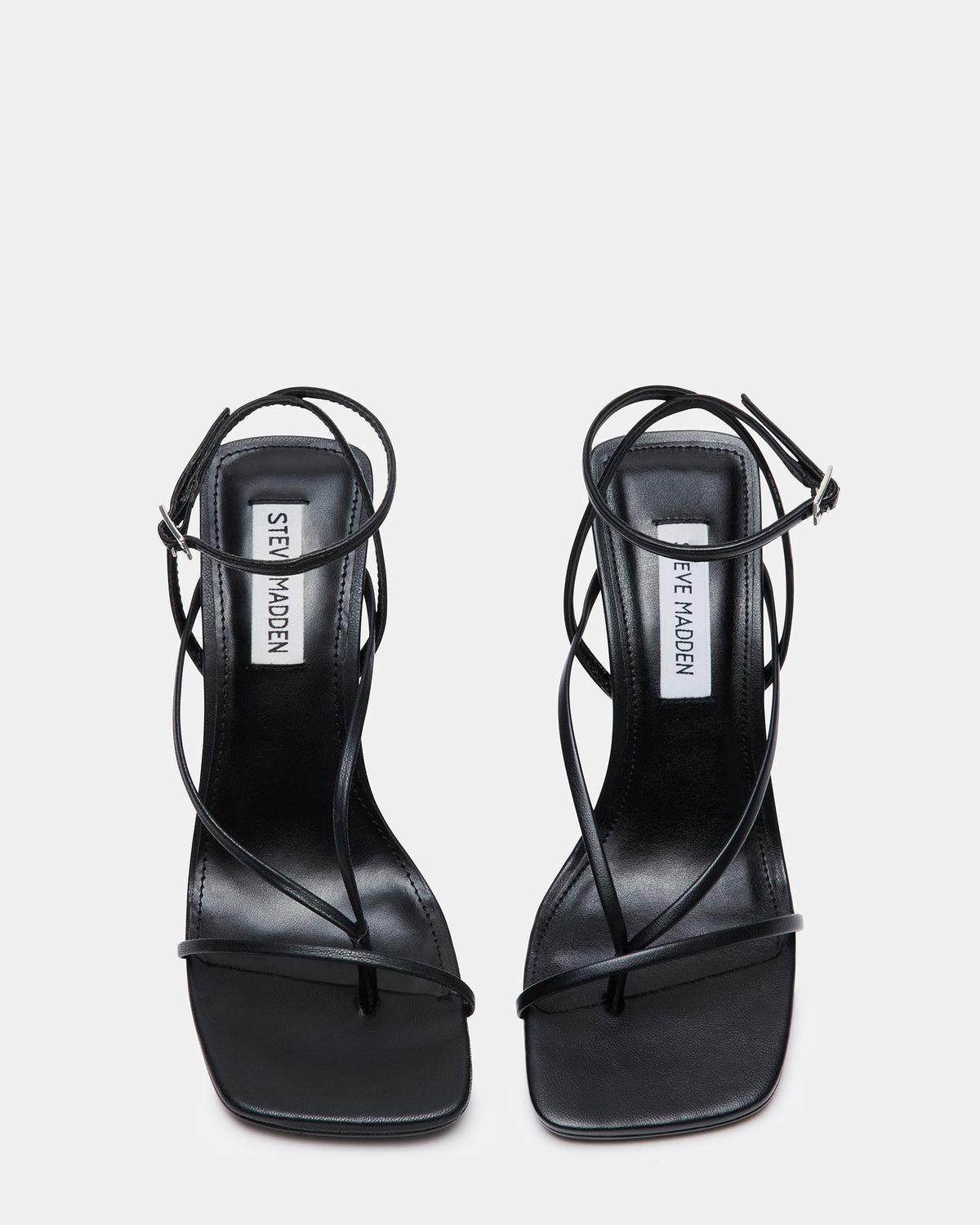 Steve Madden ANNIE Black Women's Strappy Square Toe Heel