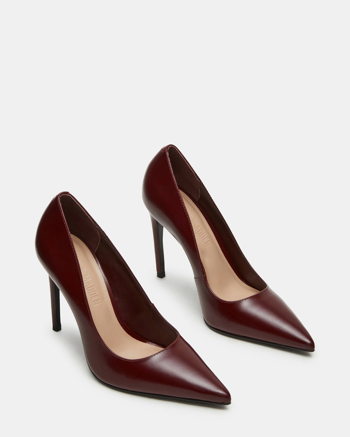 Steve Madden NOIR Wine Leather Pointed-Toe Stiletto Pump Women's Heels