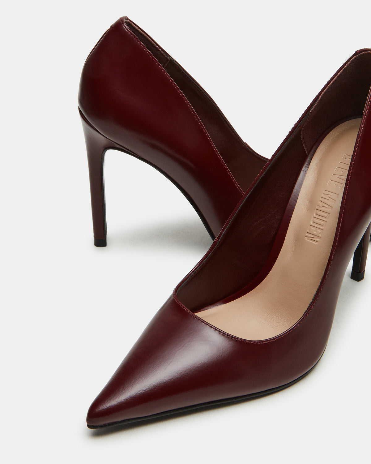 Steve Madden NOIR Wine Leather Pointed-Toe Stiletto Pump Women's Heels