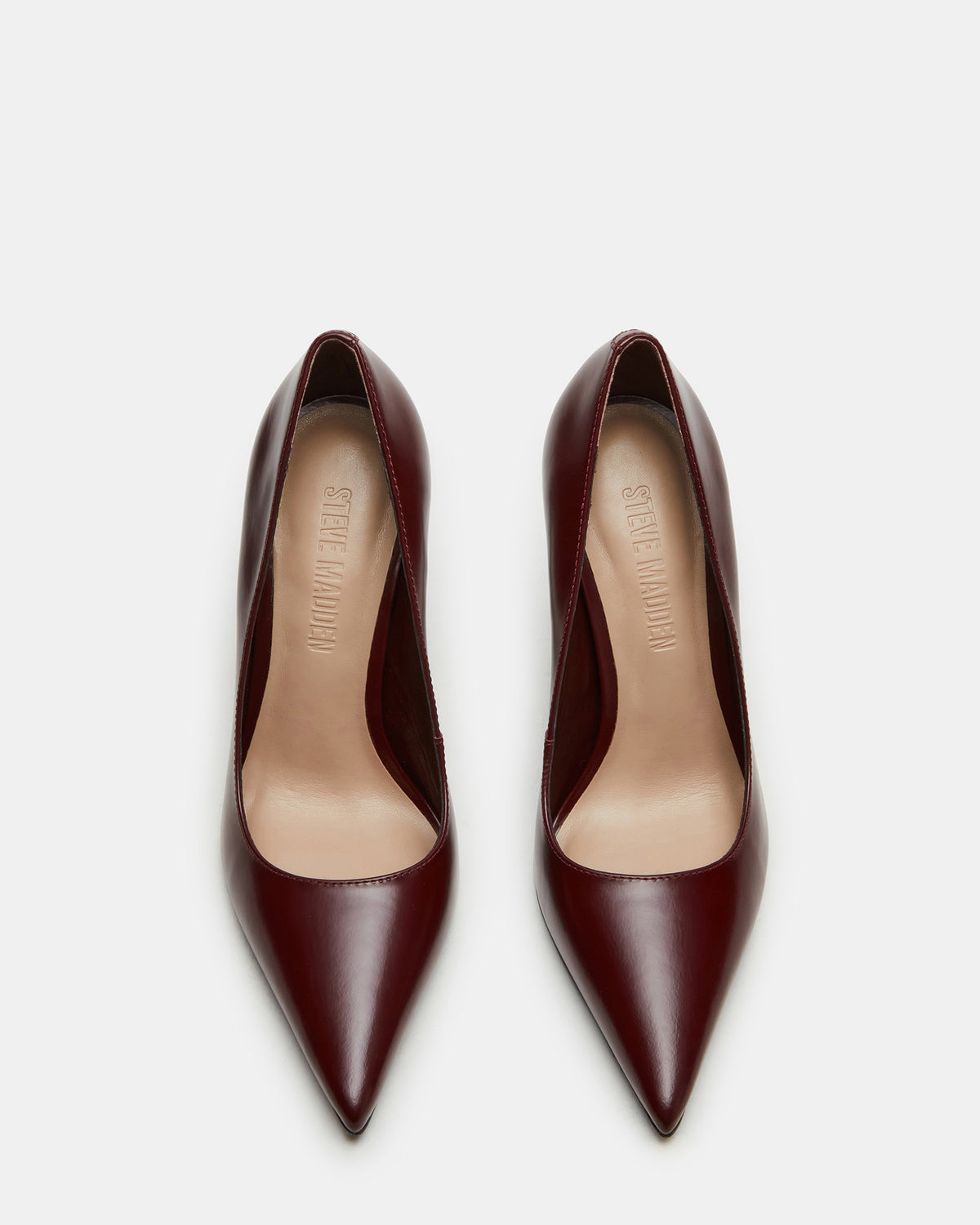Steve Madden NOIR Wine Leather Pointed-Toe Stiletto Pump Women's Heels
