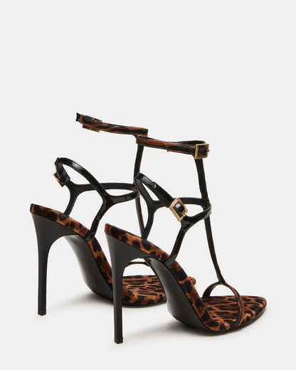 Steve Madden SALMA Animal Multi Stiletto Strappy Open-Toe Ankle Strap Women's Heel