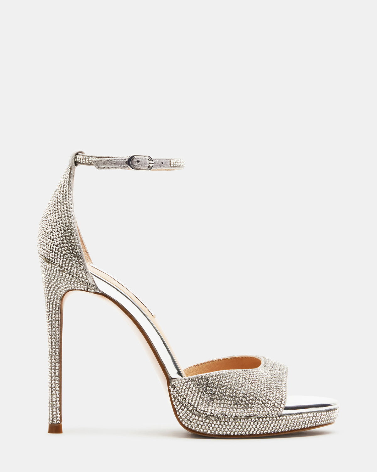 Steve Madden WILEY Silver Rhinestones Open Toe Stiletto Heel | Women's Heels