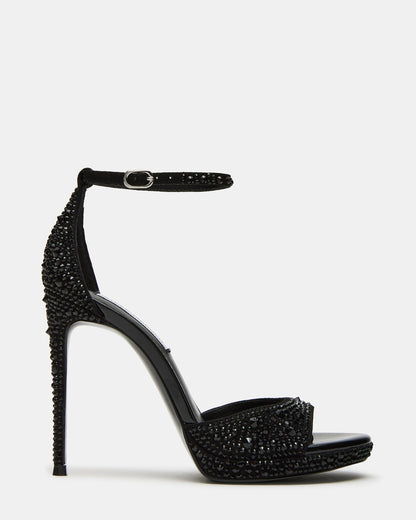 Steve Madden WILEY Black Rhinestone Women's Open Toe Stiletto Heel