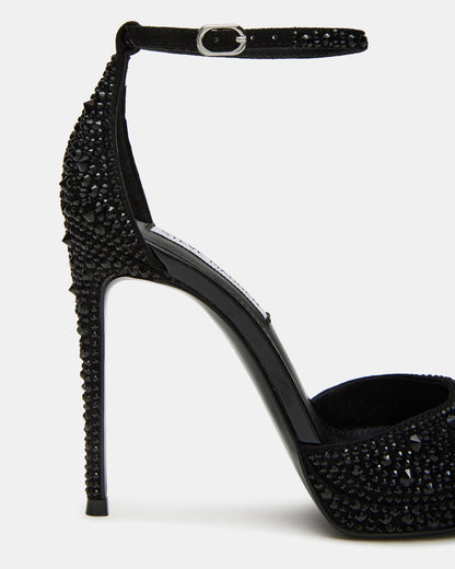 Steve Madden WILEY Black Rhinestone Women's Open Toe Stiletto Heel