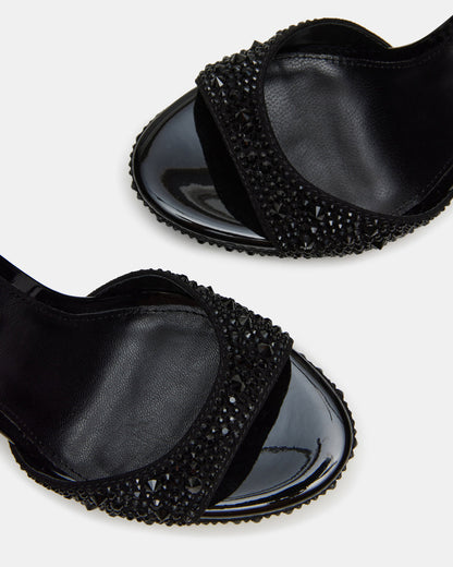 Steve Madden WILEY Black Rhinestone Women's Open Toe Stiletto Heel
