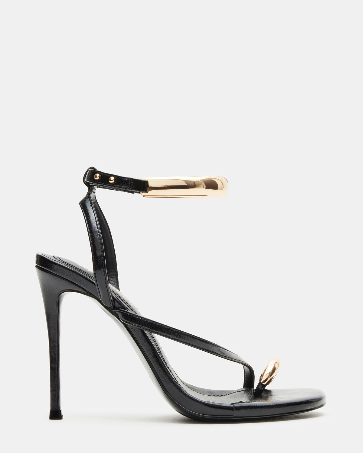 Steve Madden TIA Black Strappy Open-Toe Stiletto Women's Heel