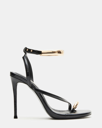 Steve Madden TIA Black Strappy Open-Toe Stiletto Women's Heel