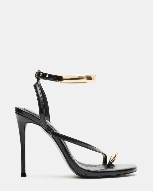 Steve Madden TIA Black Strappy Open-Toe Stiletto Women's Heel