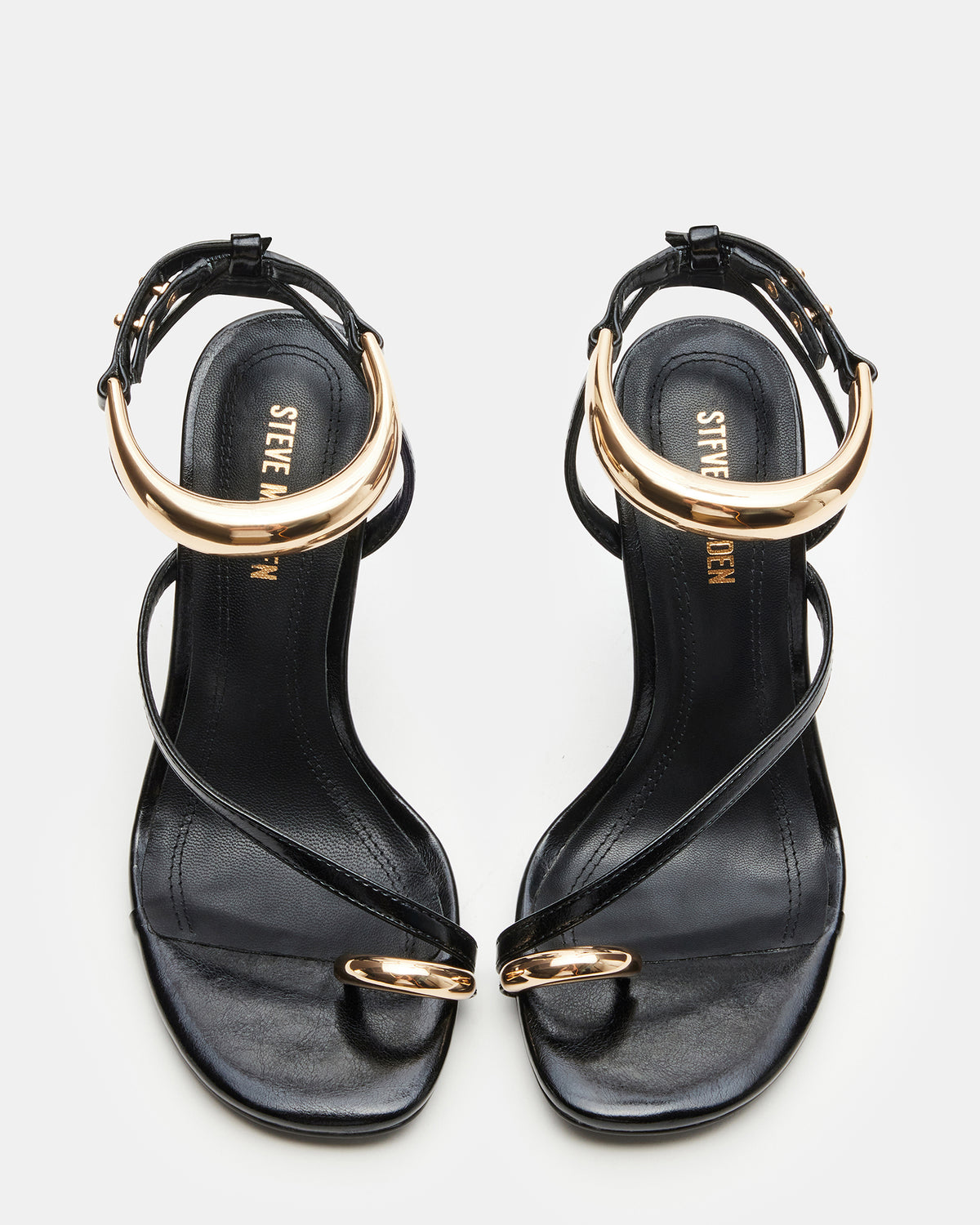 Steve Madden TIA Black Strappy Open-Toe Stiletto Women's Heel