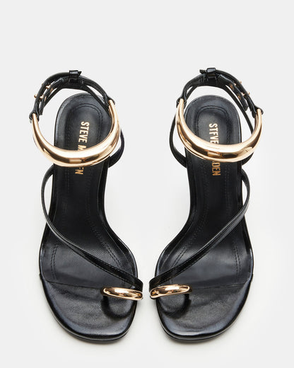 Steve Madden TIA Black Strappy Open-Toe Stiletto Women's Heel