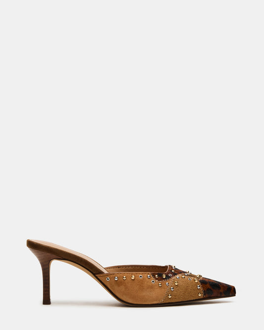 Steve Madden ALEXI Leopard Multi Studs Pointed-Toe Mule Women's Heel
